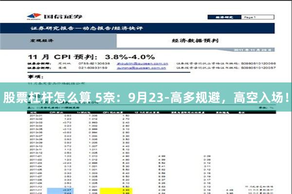 股票杠杆怎么算 5奈：9月23-高多规避，高空入场！