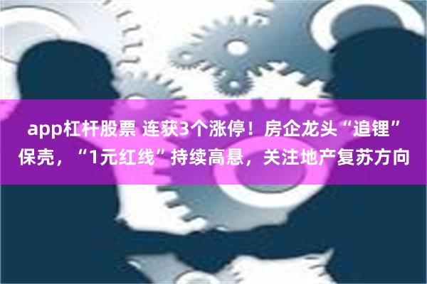 app杠杆股票 连获3个涨停！房企龙头“追锂”保壳，“1元红线”持续高悬，关注地产复苏方向